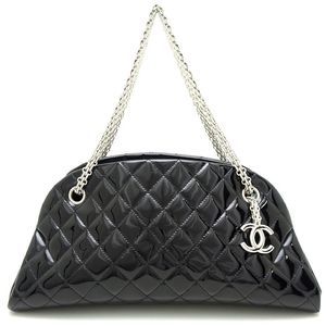 Chanel Mademoiselle Bowling Bag Patent Leather Black